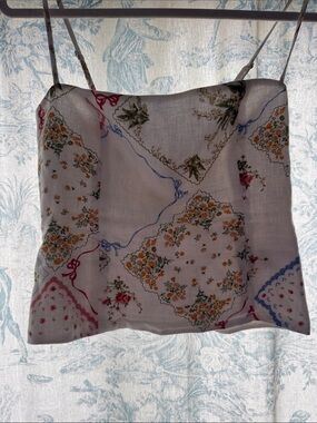 Reformation White Floral Bandana-Print Cami Top Linen